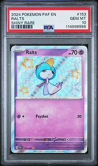 2024 Pokemon Paf En-paldean Fates 153 Ralts Shiny Rare PSA 10