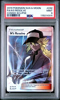 2019 Pokemon Sun & Moon Cosmic Eclipse 232 Full Art/n's Resolve PSA 9