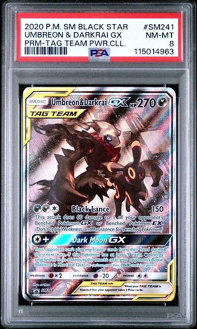 2020 Pokemon Sm Black Star Promo Sm241 Umbreon & Darkrai Gx Tag Team Powers Collection PSA