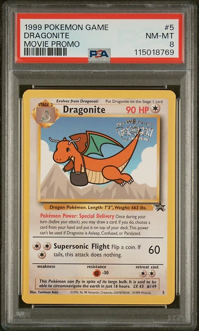 1999 Pokemon Game Movie 5 Dragonite Movie Promo PSA