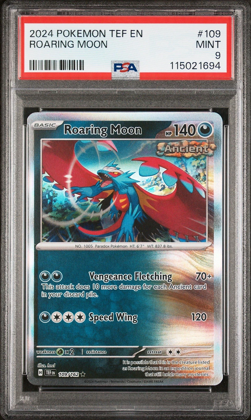 2024 Pokemon Tef En-temporal Forces 109 Roaring Moon PSA 9