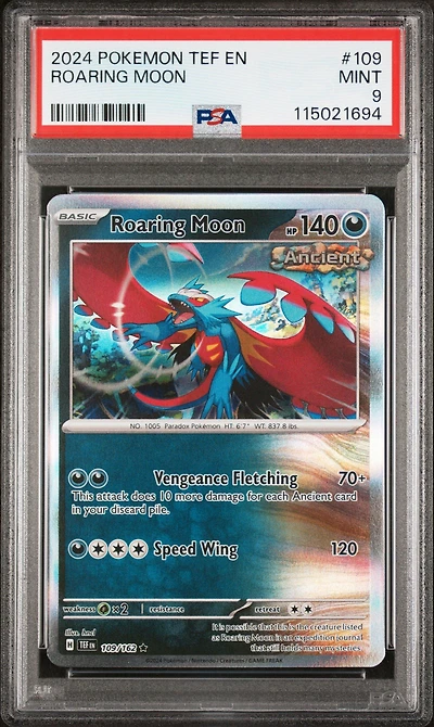 2024 Pokemon Tef En-temporal Forces 109 Roaring Moon PSA 9