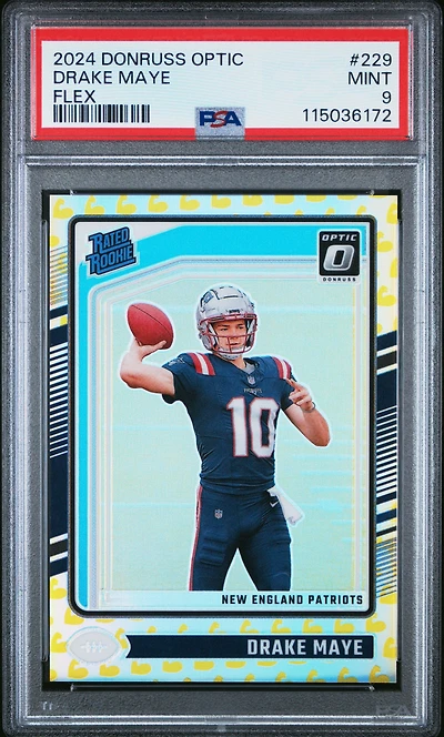 2024 Panini Donruss Optic 229 Drake Maye Flex PSA 9
