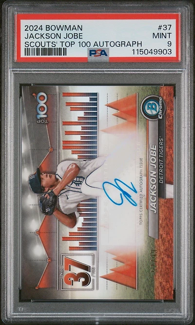 2024 Bowman Bowman Scouts' Top 100 Autographs 37 Jackson Jobe PSA 9