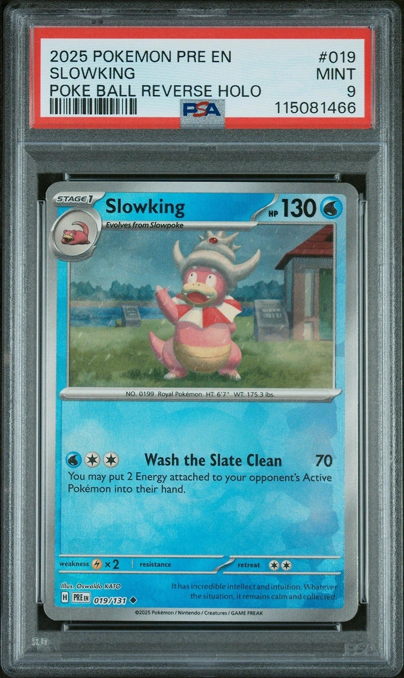 2025 Pokemon Pre En-prismatic Evolutions 019 Slowking Poke Ball Reverse Holo PSA 9