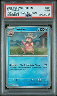 2025 Pokemon Pre En-prismatic Evolutions 019 Slowking Poke Ball Reverse Holo PSA 9