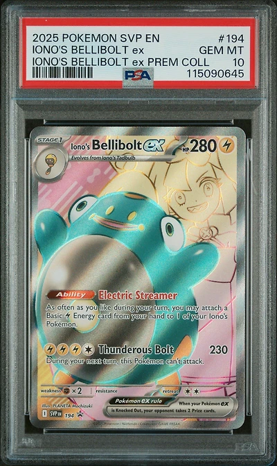 2025 Pokemon Svp En-sv Black Star Promo 194 Iono's Bellibolt Ex Iono's Bellibolt Ex Premium Collection PSA