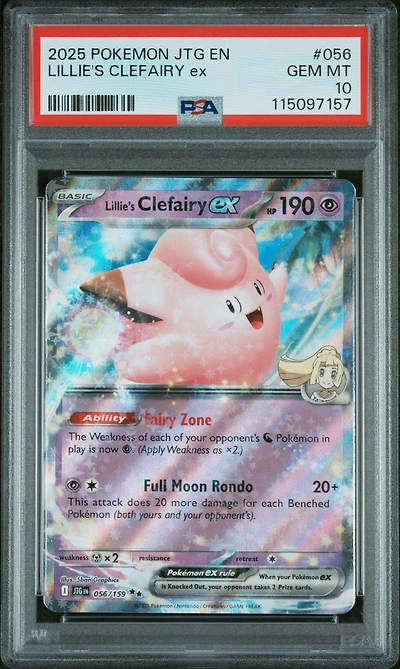 2025 Pokemon Jtg En-journey Together 056 Lillie's Clefairy Ex PSA 10