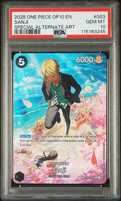 2025 One Piece Op10-royal Blood 003 Sanji Special Alternate Art PSA 10