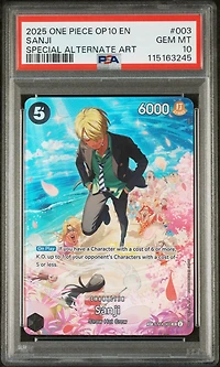 2025 One Piece Op10-royal Blood 003 Sanji Special Alternate Art PSA 10