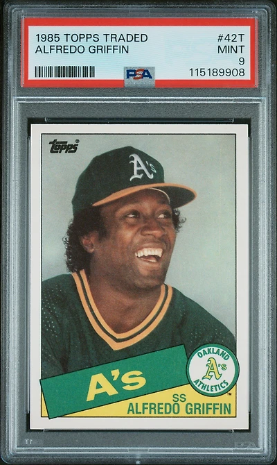 1985 Topps Traded 42t Alfredo Griffin PSA 9