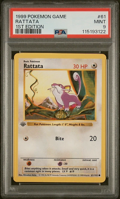 1999 Pokemon Game 61 Rattata 1st Edition PSA