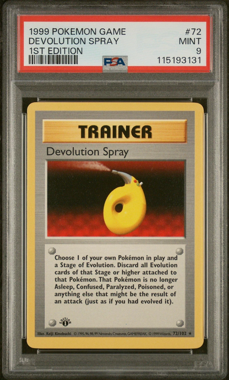 1999 Pokemon Game 72 Devolution Spray 1st Edition PSA