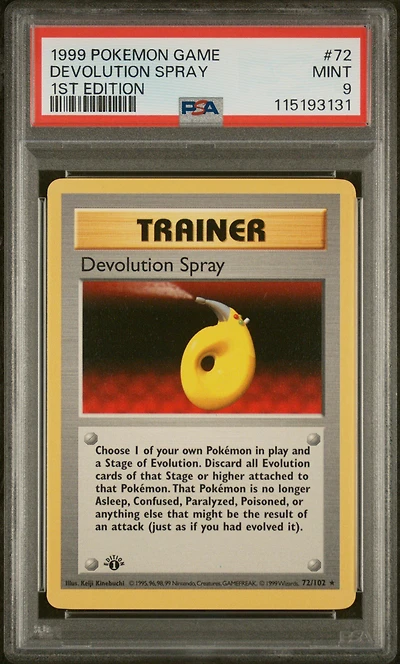 1999 Pokemon Game 72 Devolution Spray 1st Edition PSA