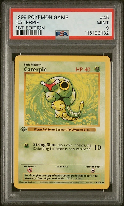1999 Pokemon Game 45 Caterpie 1st Edition PSA