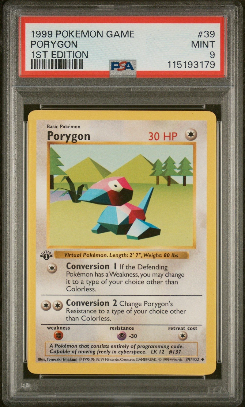 1999 Pokemon Game 39 Porygon 1st Edition PSA