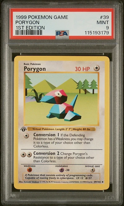 1999 Pokemon Game 39 Porygon 1st Edition PSA