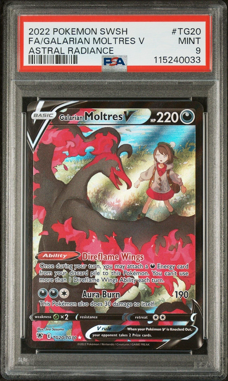 2022 Pokemon Sword & Shield Astral Radiance Tg20 Full Art/galarian Moltres V PSA