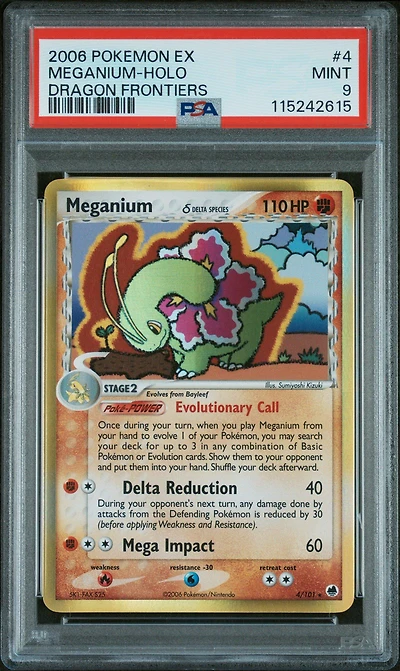 2006 Pokemon Ex Dragon Frontiers 4 Meganium-holo PSA 9