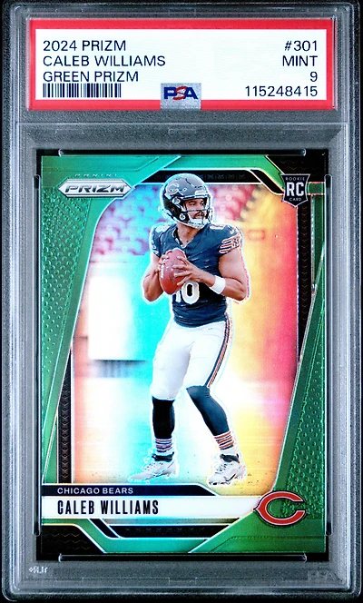 2024 Panini Prizm 301 Caleb Williams Green Prizm PSA 9