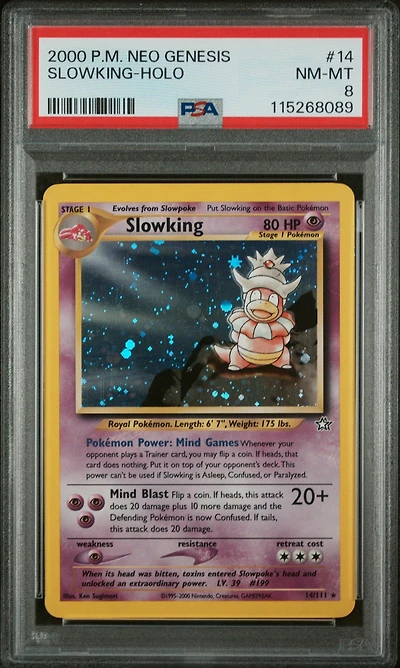 2000 Pokemon Neo Genesis 14 Slowking-holo PSA 8