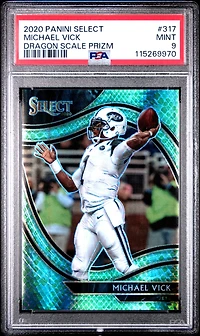 2020 Panini Select 317 Michael Vick Dragon Scale Prizm PSA 9