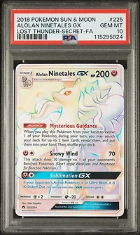 2018 Pokemon Sun & Moon Lost Thunder 225 Full Art/alolan Ninetales Gx Secret PSA