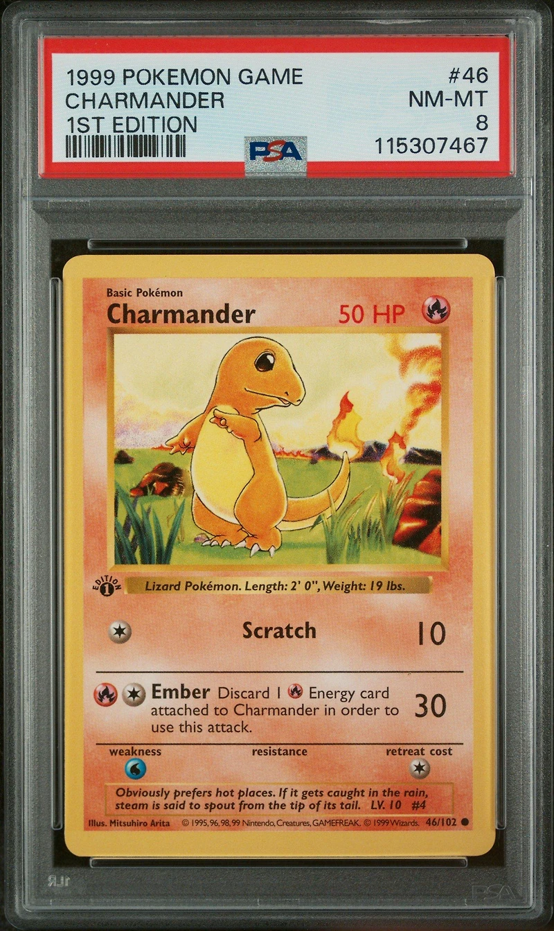 1999 Pokemon Game 46 Charmander 1st Edition PSA