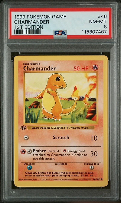 1999 Pokemon Game 46 Charmander 1st Edition PSA