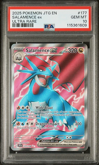 2025 Pokemon Jtg En-journey Together 177 Salamence Ex Ultra Rare PSA 10
