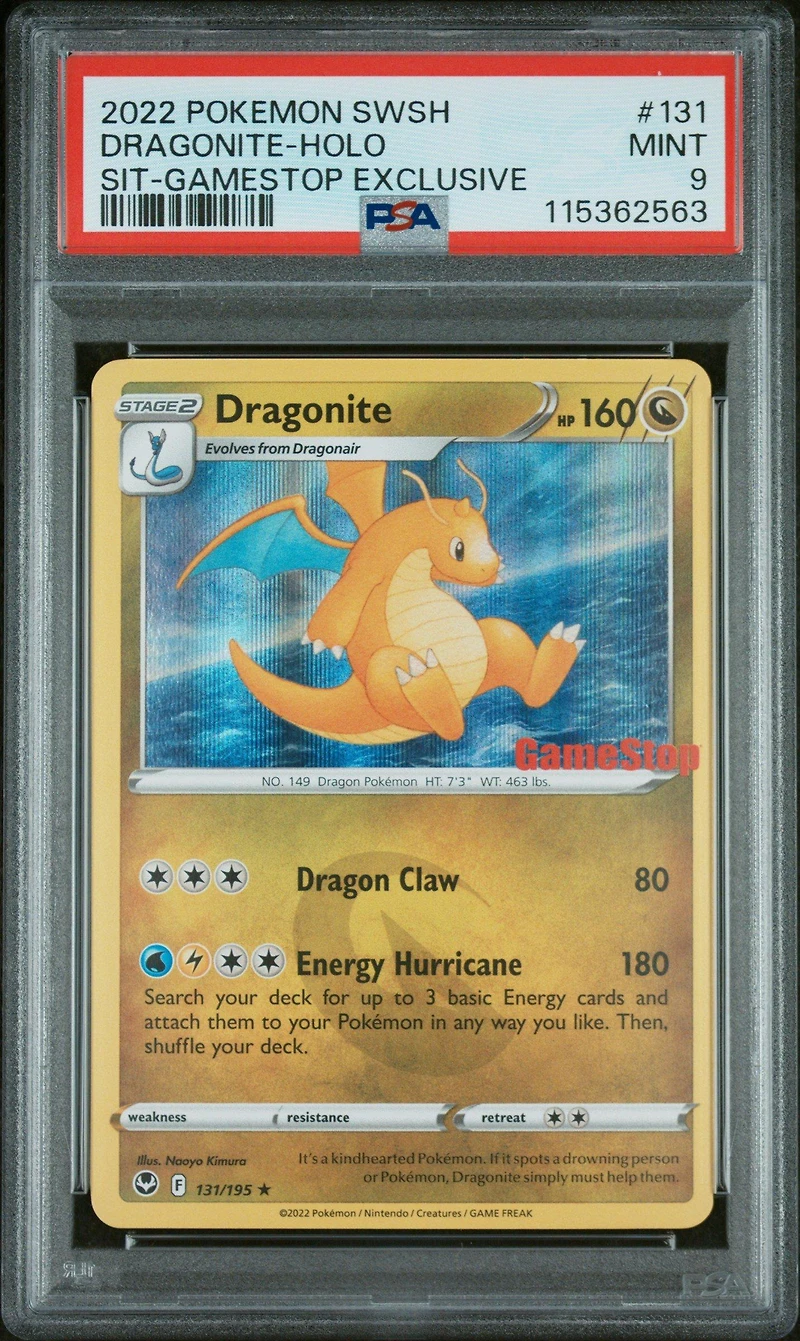 2022 Pokemon Sword & Shield Silver Tempest 131 Dragonite-holo Gamestop Exclusive PSA