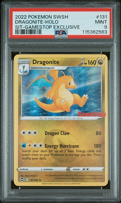 2022 Pokemon Sword & Shield Silver Tempest 131 Dragonite-holo Gamestop Exclusive PSA