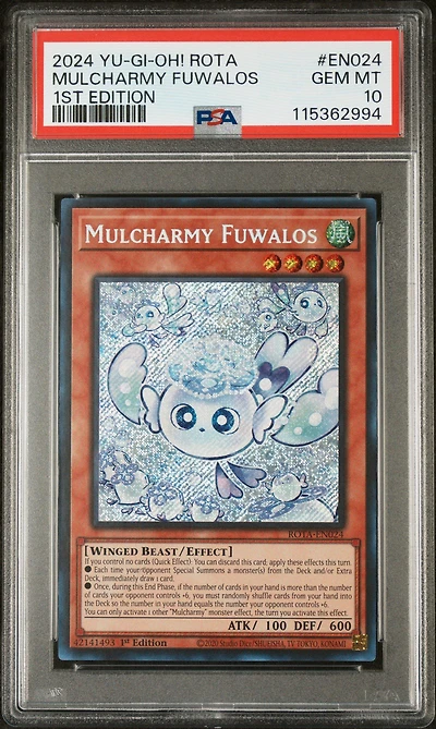 2024 Yu-gi-oh! Rota-rage Of The Abyss En024 Mulcharmy Fuwalos 1st Edition PSA 10