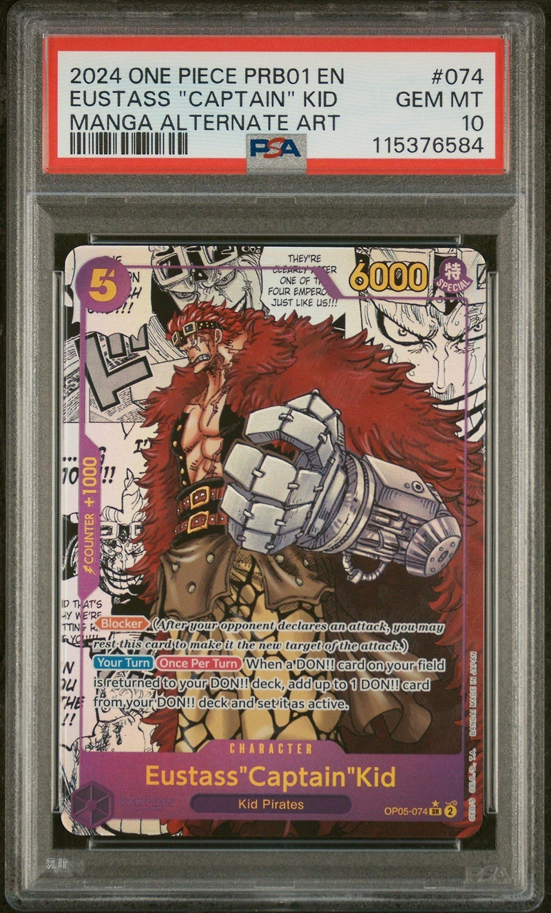 2024 One Piece Prb01-premium Booster -one Piece Card The Best- 074 Eustass "captain" Kid Manga Alternate Art PSA 10