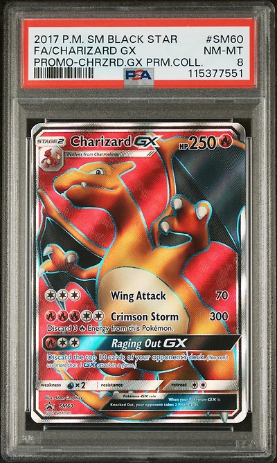 2017 Pokemon Sm Black Star Promo Sm60 Full Art/charizard Gx Charizard Gx Premium Collection PSA