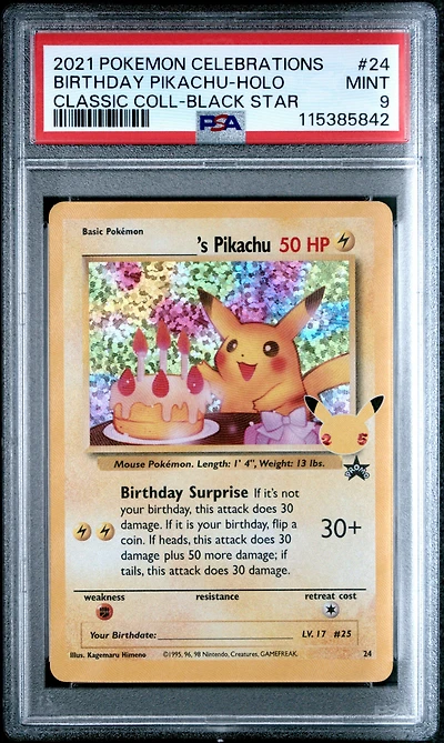 2021 Pokemon Celebrations Classic Collection 24 Birthday Pikachu-holo PSA