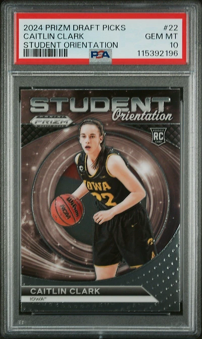 2024 Panini Prizm Draft Picks Student Orientation 22 Caitlin Clark PSA 10