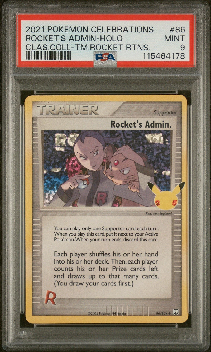 2021 Pokemon Celebrations Classic Collection 86 Rocket's Admin-holo PSA