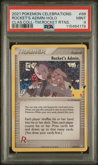 2021 Pokemon Celebrations Classic Collection 86 Rocket's Admin-holo PSA