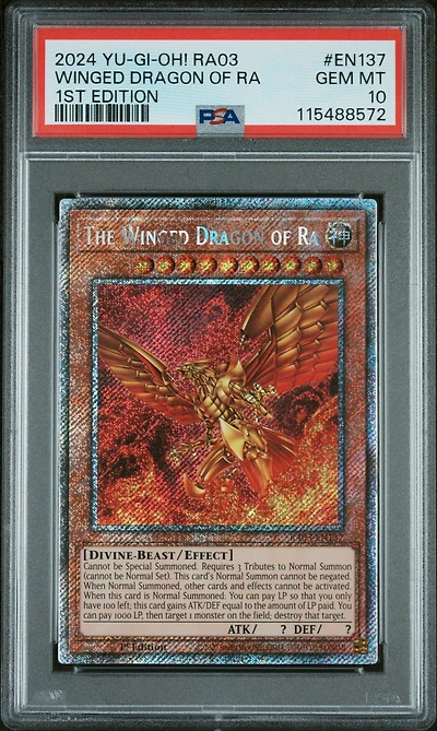 2024 Yu-gi-oh! Ra03-quarter Century Bonanza En137 The Winged Dragon Of Ra 1st Edition PSA 10