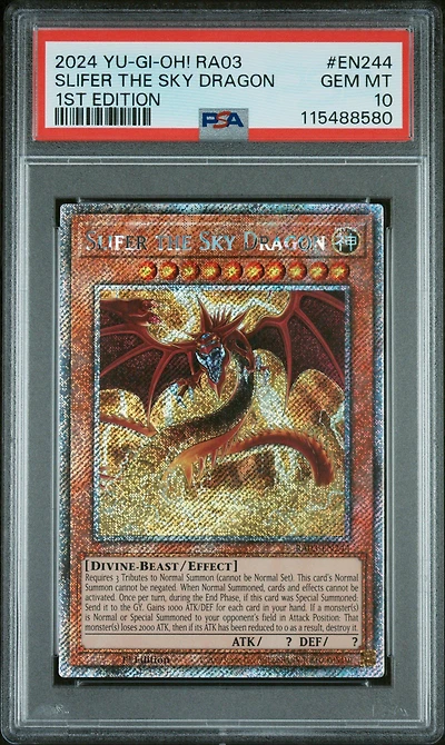 2024 Yu-gi-oh! Ra03-quarter Century Bonanza En244 Slifer The Sky Dragon 1st Edition PSA 10