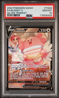 2022 Pokemon Sword & Shield Silver Tempest Tg22 Full Art/blissey V PSA