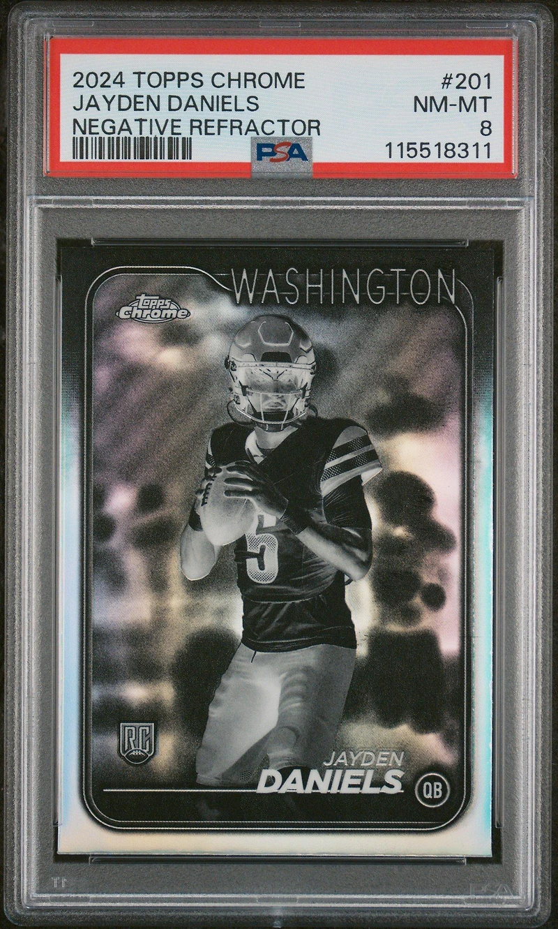 2024 Topps Chrome 201 Jayden Daniels Negative Refractor PSA 8