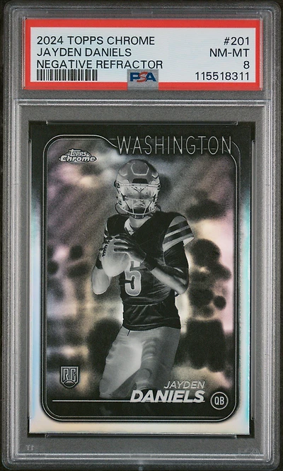 2024 Topps Chrome 201 Jayden Daniels Negative Refractor PSA 8