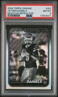 2024 Topps Chrome 201 Jayden Daniels Negative Refractor PSA 8