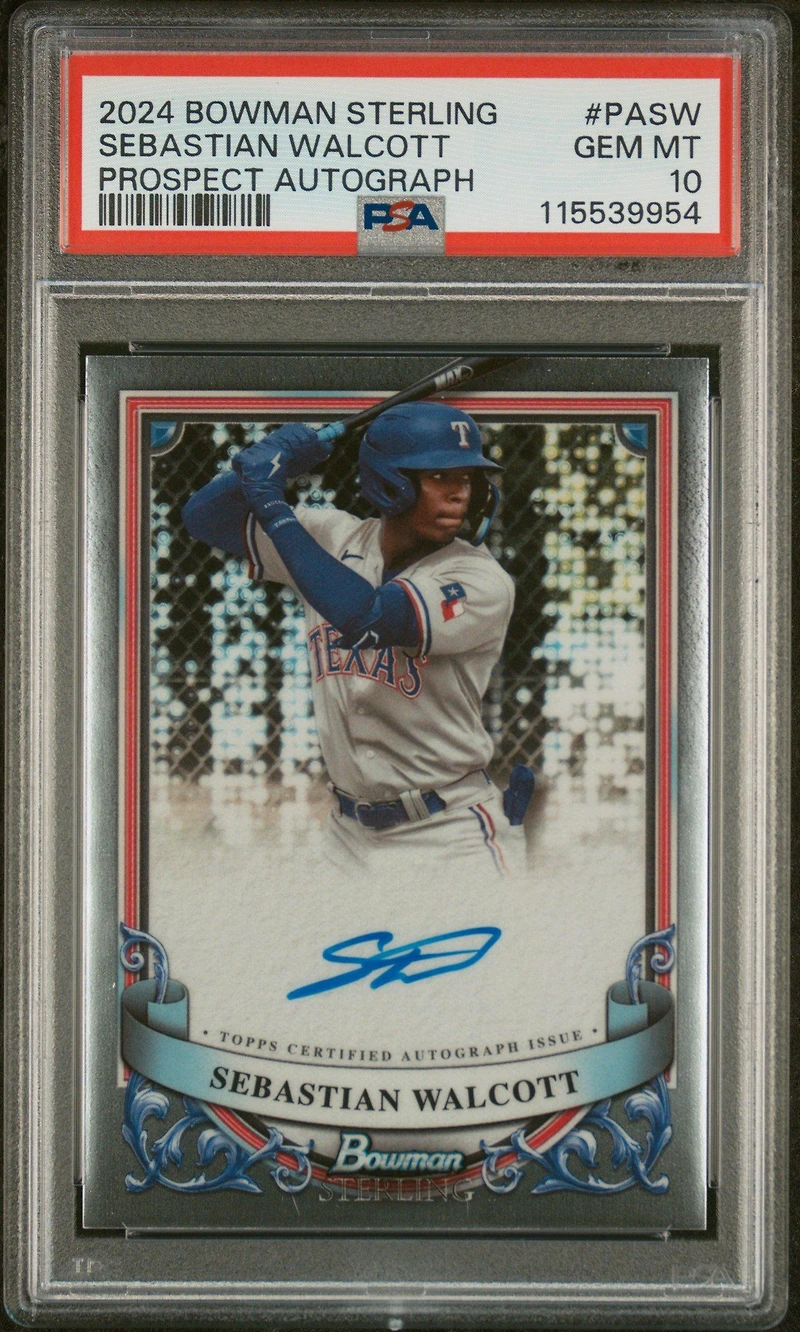 2024 Bowman Sterling Prospect Autographs Pasw Sebastian Walcott PSA 10
