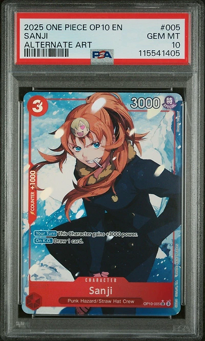 2025 One Piece Op10-royal Blood 005 Sanji Alternate Art PSA 10