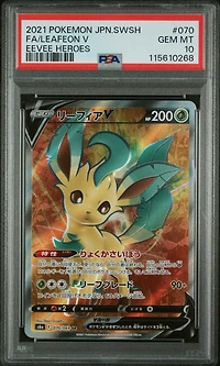 2021 Pokemon Japanese Sword & Shield Eevee Heroes Full Art/leafeon V PSA 10
