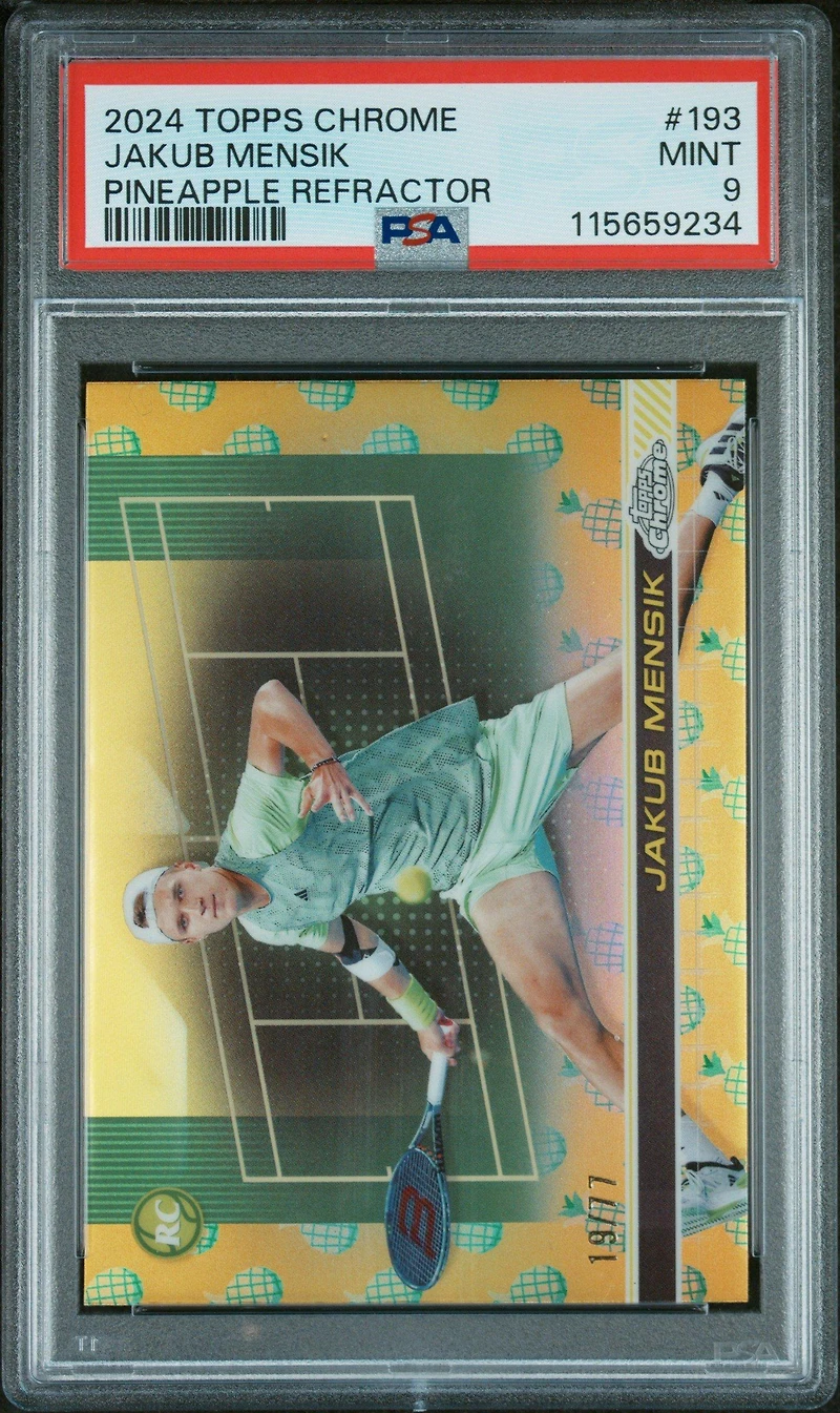 2024 Topps Chrome Tennis 193 Jakub Mensik Pineapple Refractor PSA 9