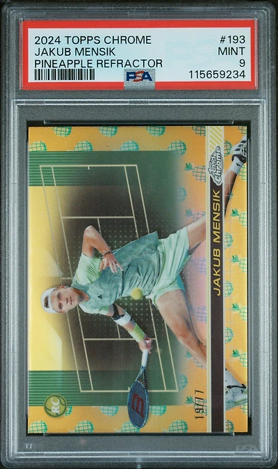 2024 Topps Chrome Tennis 193 Jakub Mensik Pineapple Refractor PSA 9